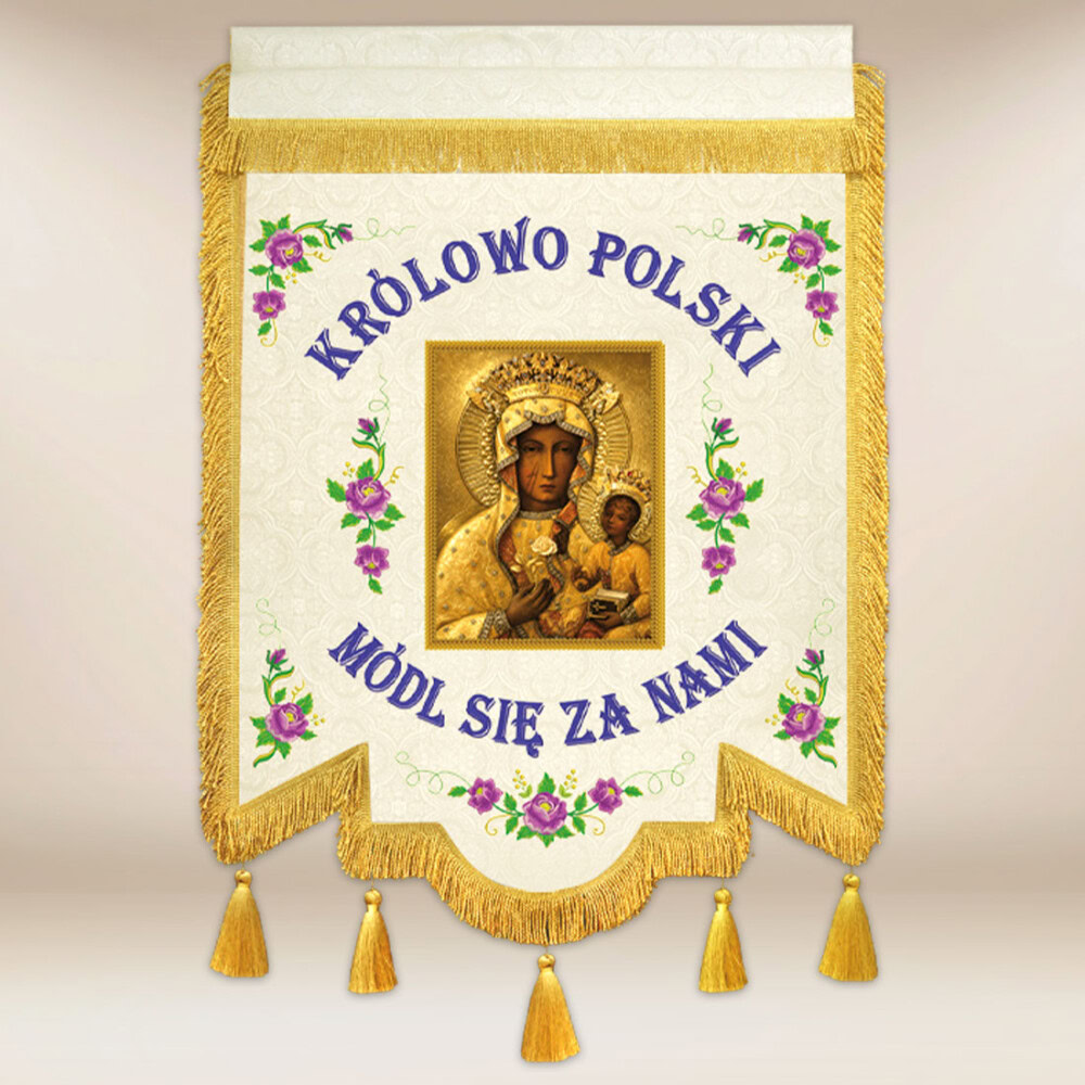 chorągiew kościelna Królowa Polski chorągiew kościelna Królowa Polski