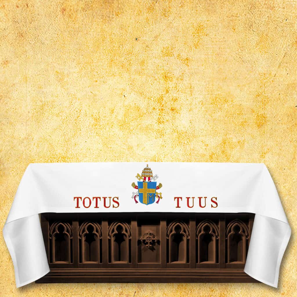 Obrus haftowany "Totus Tuus"