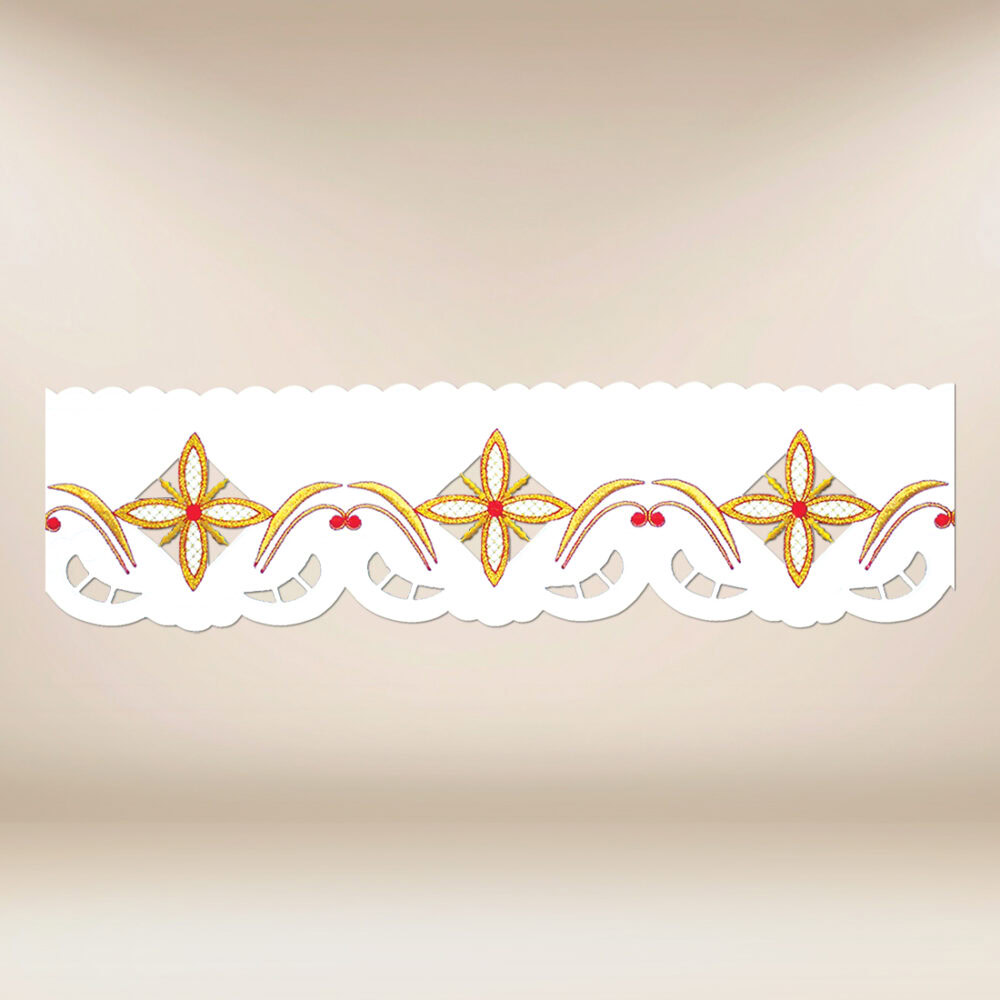 Koronka haftowana "Krzyże w Kwadracie" kolorowe