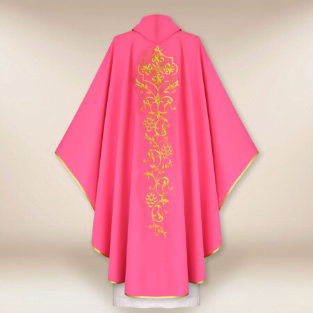 Ornat haftowany różowy “IHS”