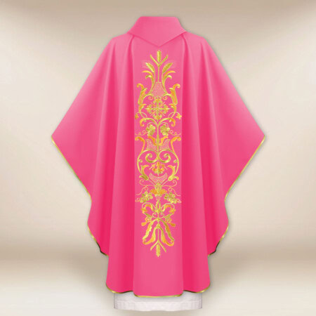 Ornat haftowany różowy “Kłosy i Winogrono”