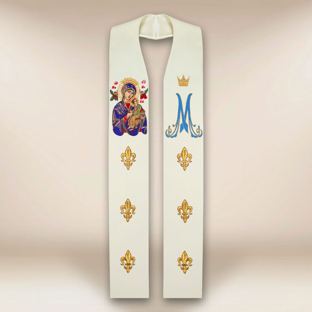 Stuła haftowana z wizerunkiem MB Nieustającej Pomocy