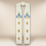 Stuła haftowana ecru Maryjna