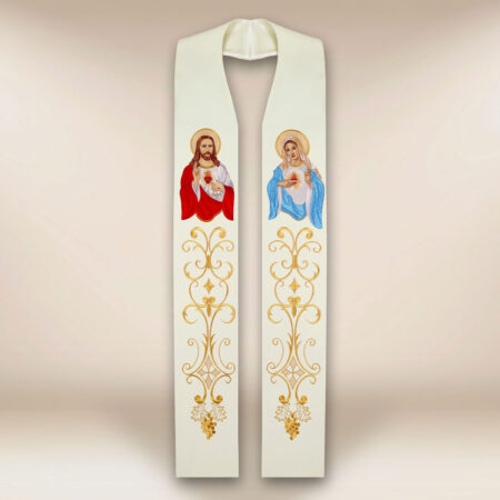 Stuła haftowana "Serce Jezusa i Maryi"