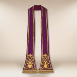 Stuła liturgiczna haftowana rzymska fioletowa