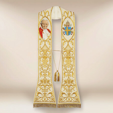 Stuła haftowana z wizerunkiem "Św. Jana Pawła II"