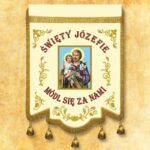 Chorągiew dwustronna haftowana z wizerunkiem Matki Bożej Różańcowej