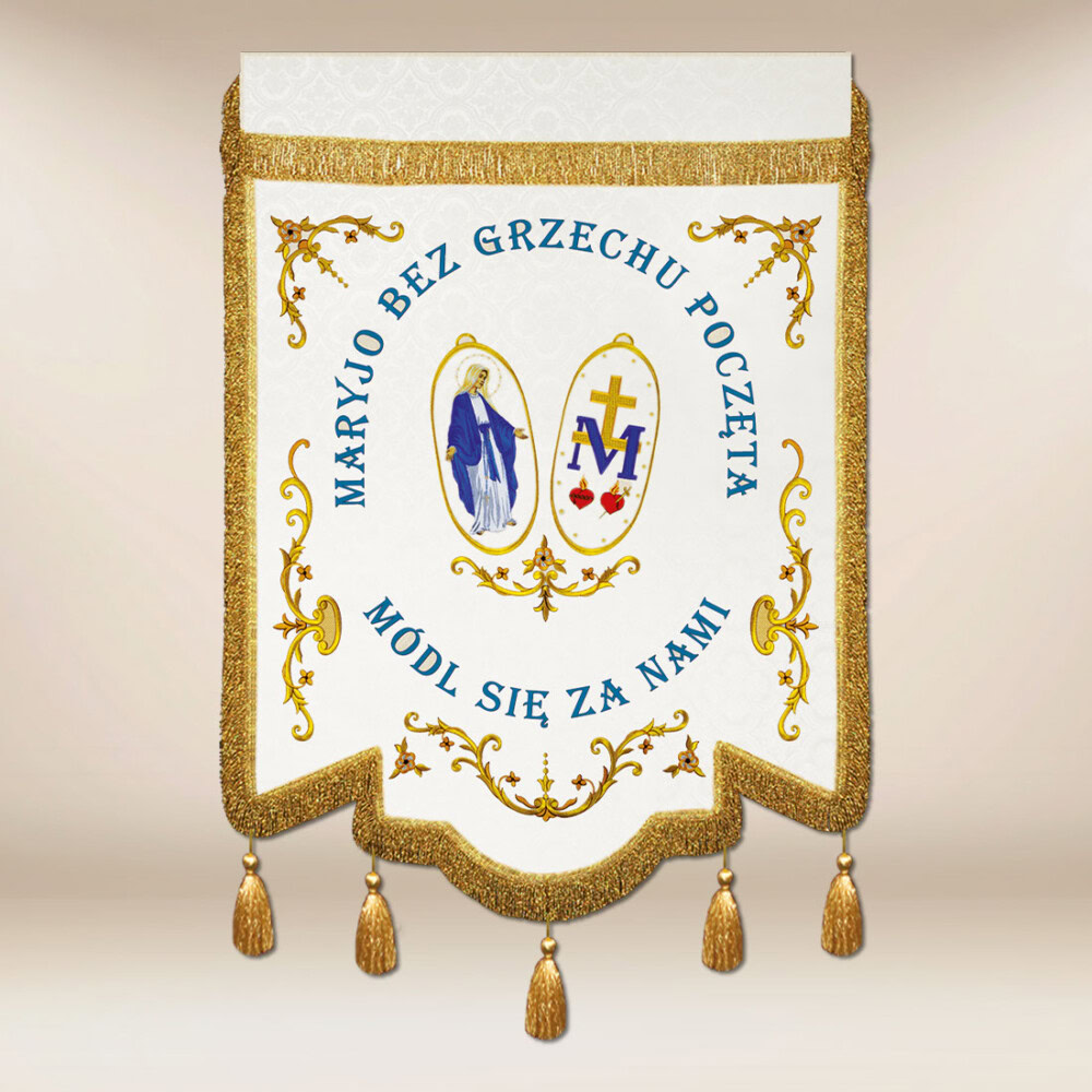 Chorągiew haftowana z wizerunkiem Św. Jana Pawła II