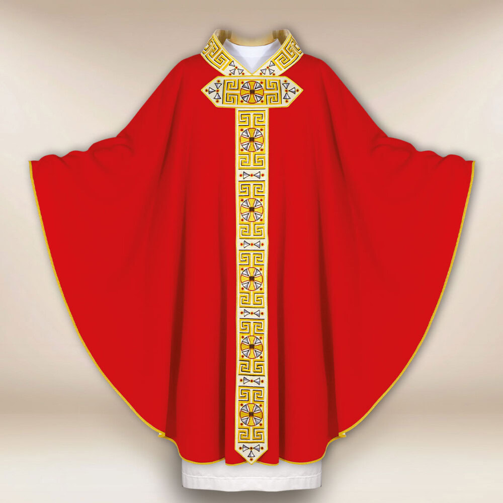 Haftowany ornat liturgiczny czerwony 