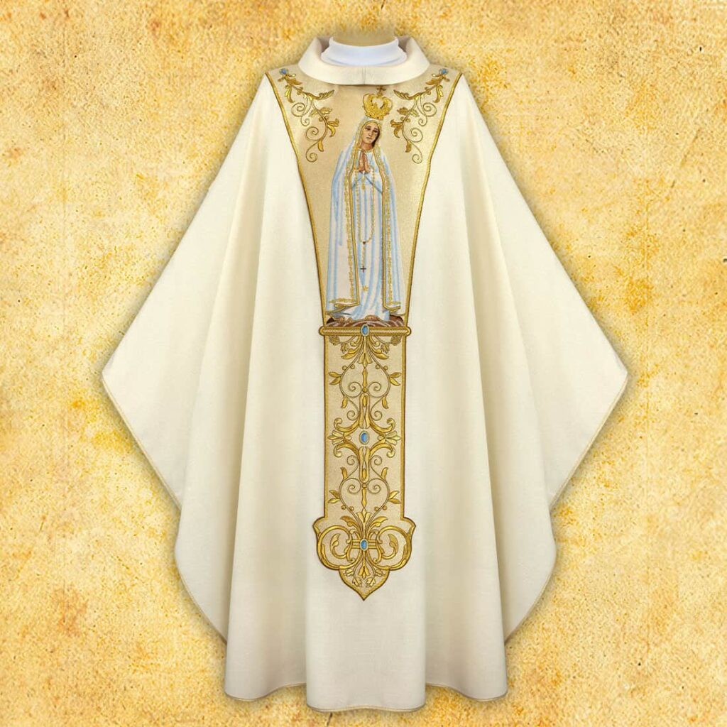 Ornat z haftowanym pasem Matka Boża Fatimska