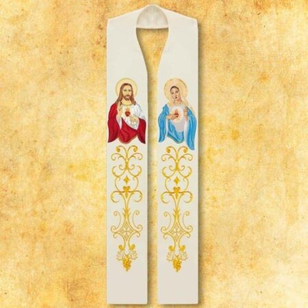 Stuła haftowana "Serce Jezusa i Maryi"
