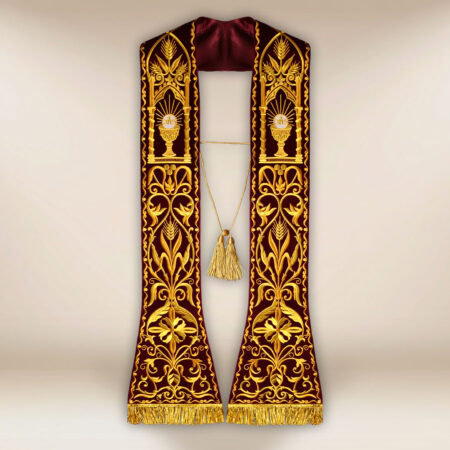 Stuła haftowana rzymska na pluszu "Kielich"