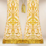 Stuła haftowana rzymska na pluszu “Kielich”