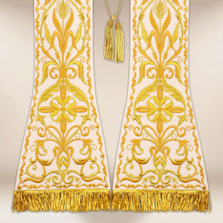 Stuła haftowana rzymska na pluszu “Kielich”