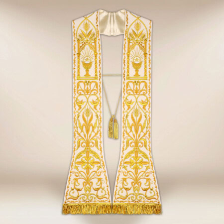 Stuła haftowana rzymska na pluszu "Kielich"