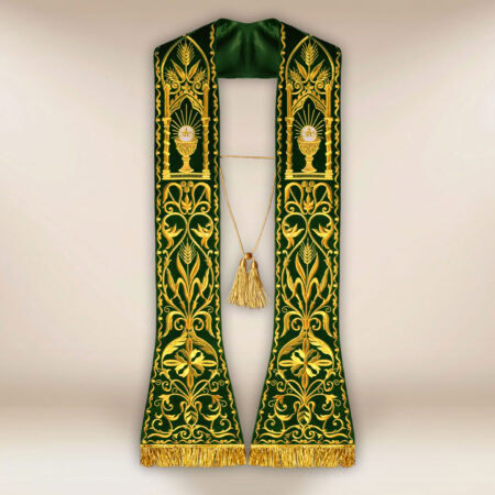 Stuła haftowana rzymska na pluszu "Kielich"