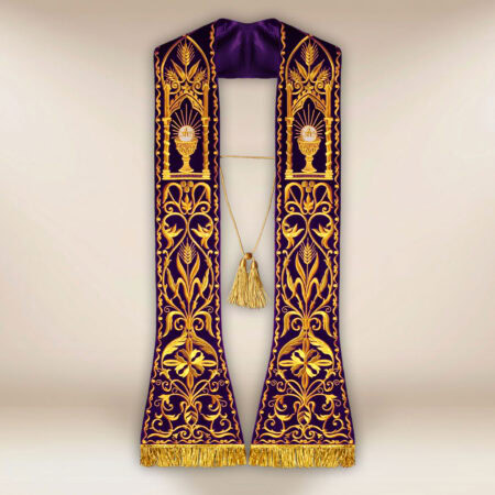 Stuła haftowana rzymska na pluszu "Kielich"