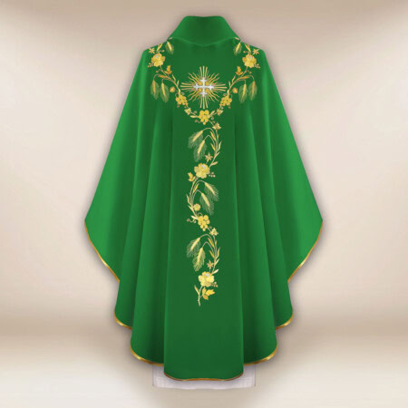 Ornat haftowany IHS zielony
