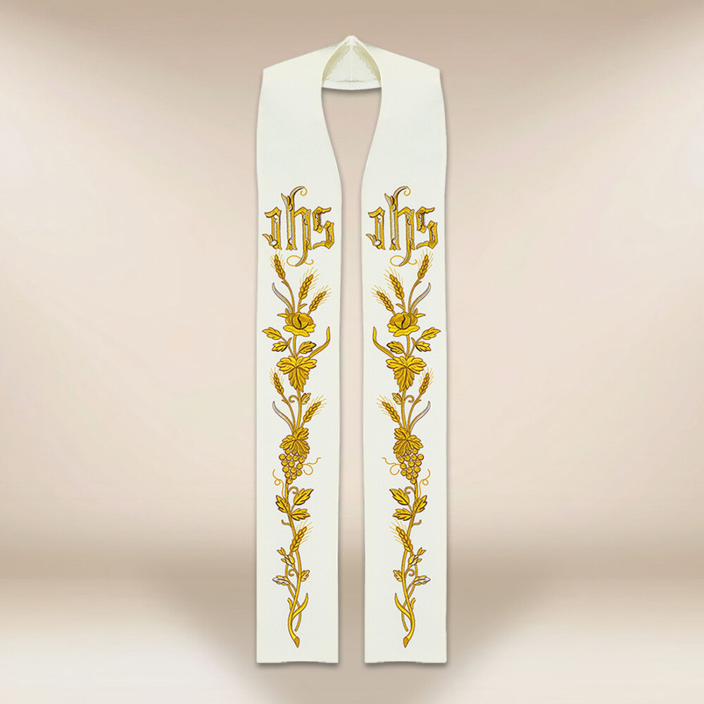 Stuła liturgiczna haftowana z IHS Stuła liturgiczna haftowana z IHS