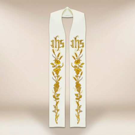 Stuła liturgiczna haftowana z IHS