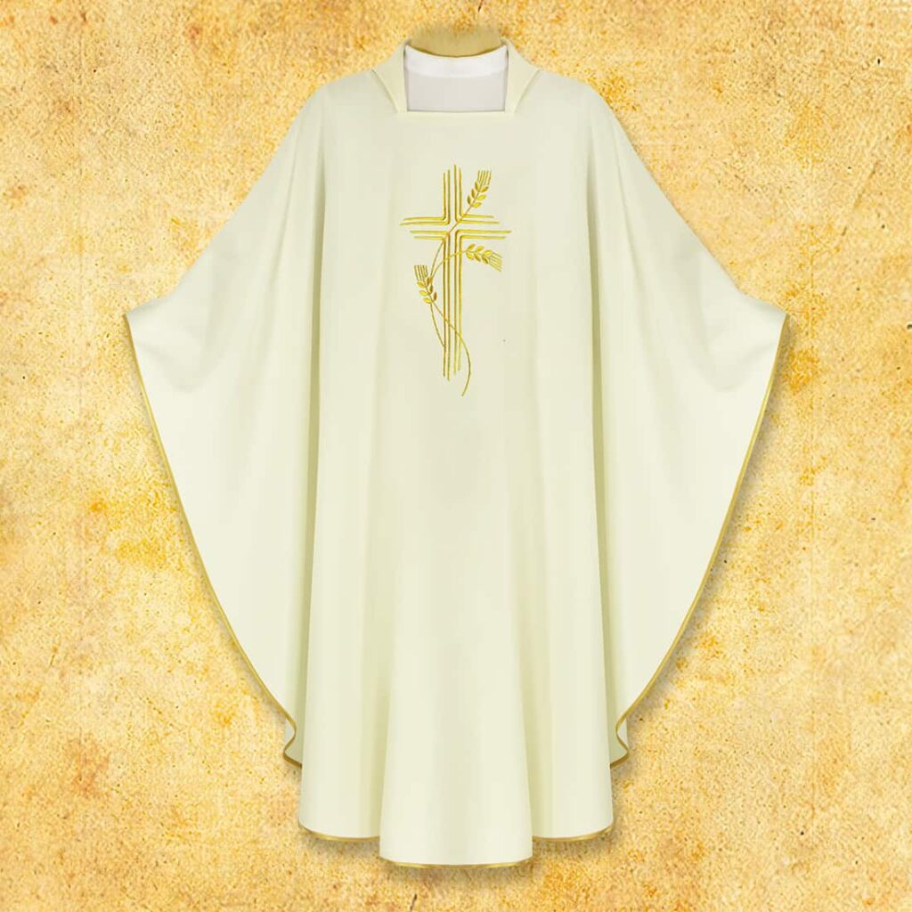 Ornat haftowany Krzyż ecru