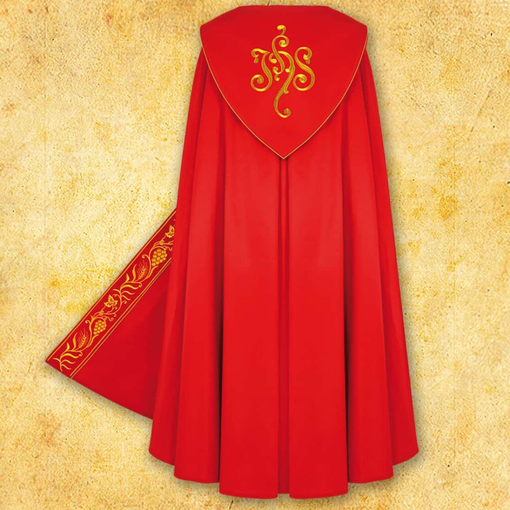 Kapa liturgiczna haftowana czerwona IHS