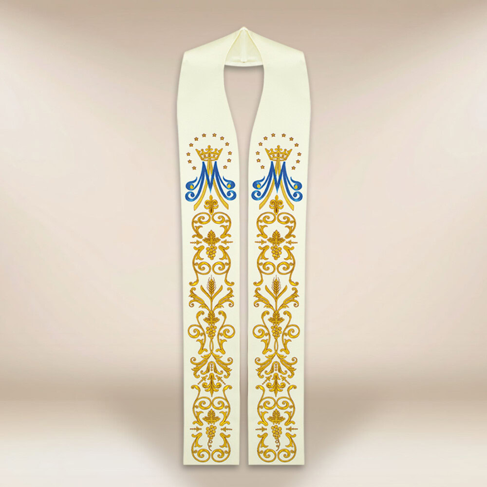 Liturgiczna stuła haftowana Maryjna