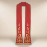 Haftowana stuła liturgiczna IHS czerwona