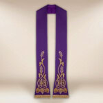 Haftowana stuła liturgiczna IHS fioletowa