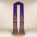 Liturgiczna stuła haftowana Krzyż fioletowa
