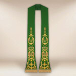 Liturgiczna stuła haftowana Krzyż zielona