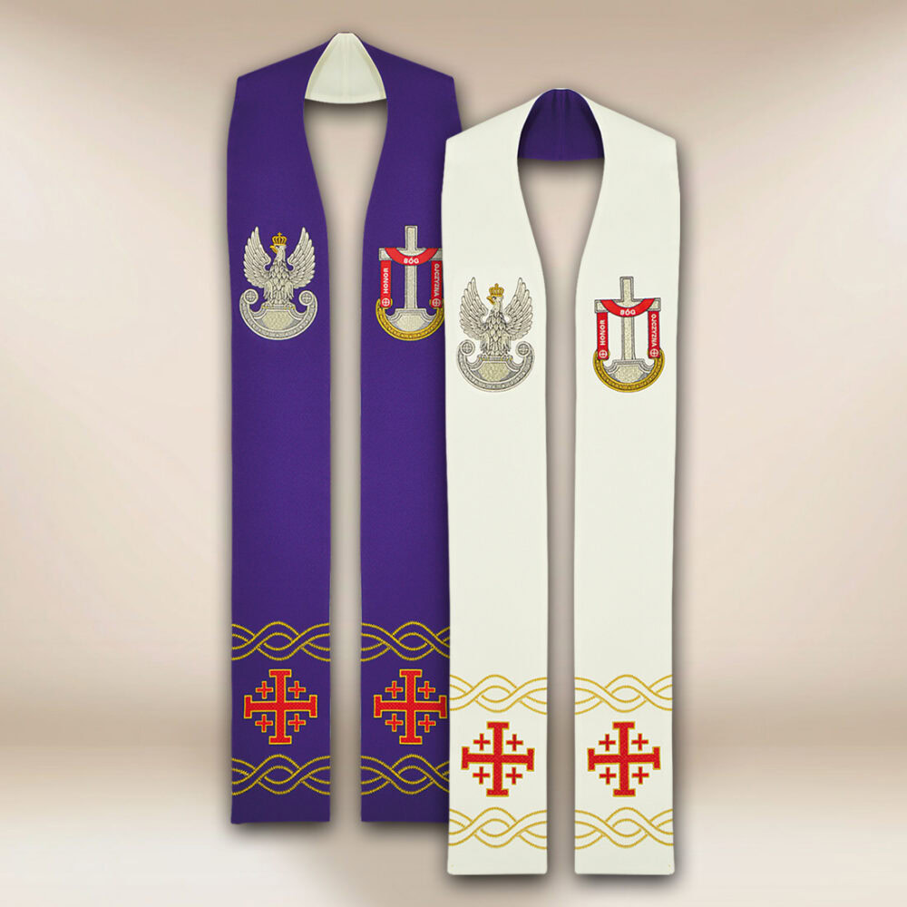 Dwustronna stuła haftowana Wojskowa