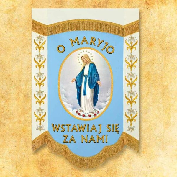 Mini chorągiew dwustronna "Mata Boża Różańcowa"