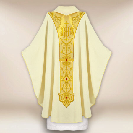 Haftowany ornat liturgiczny ecru Jezus Miłosierny