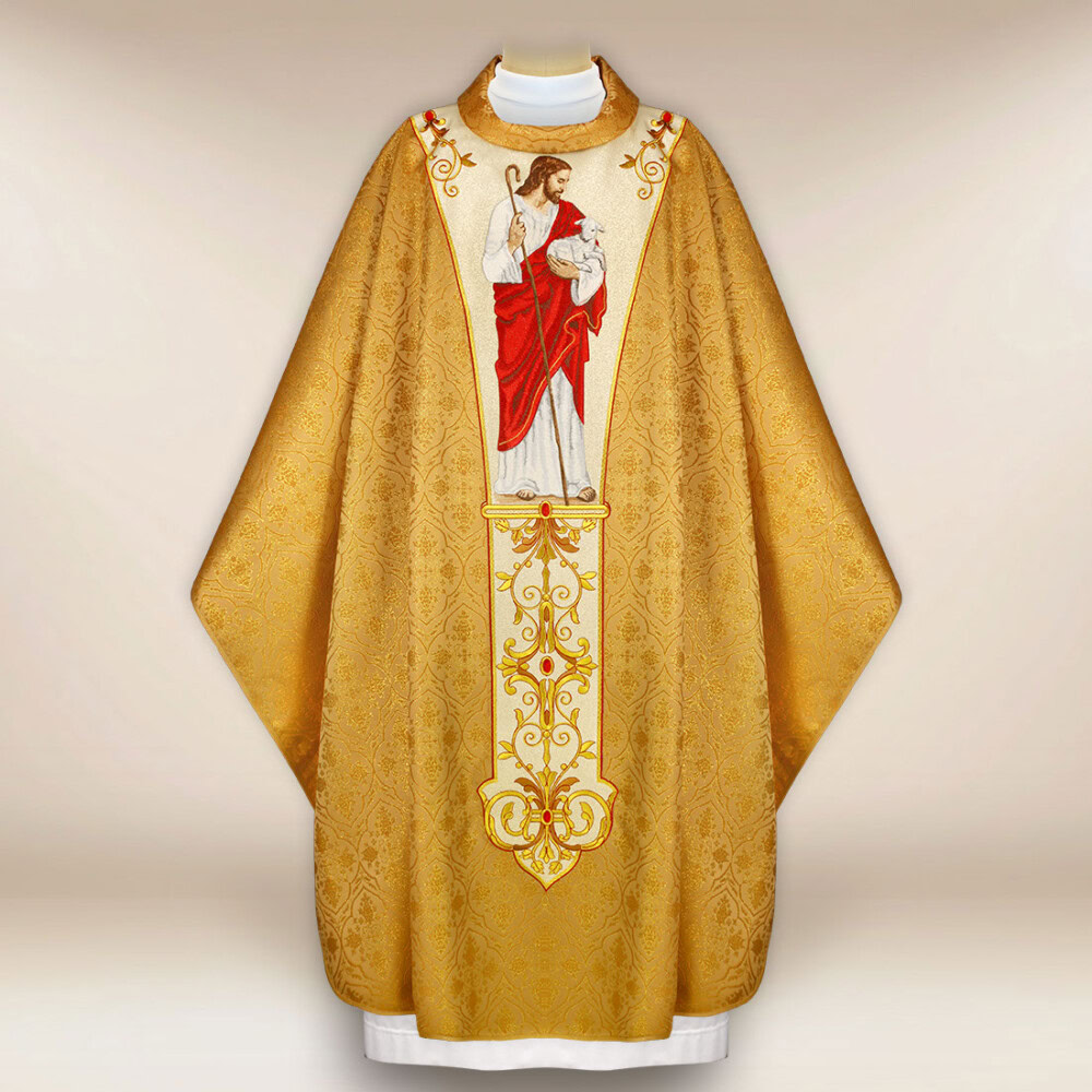 Ornat haftowany “Jezus Dobry Pasterz” złoty