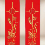 Stuła haftowana “IHS, Kłosy i Winogrona”