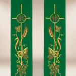 Stuła haftowana “IHS, Kłosy i Winogrona”