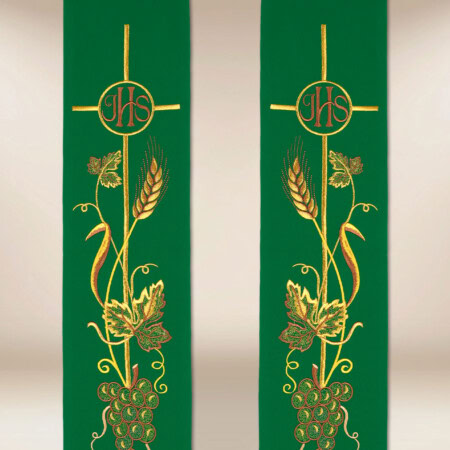 Stuła haftowana “IHS, Kłosy i Winogrona”