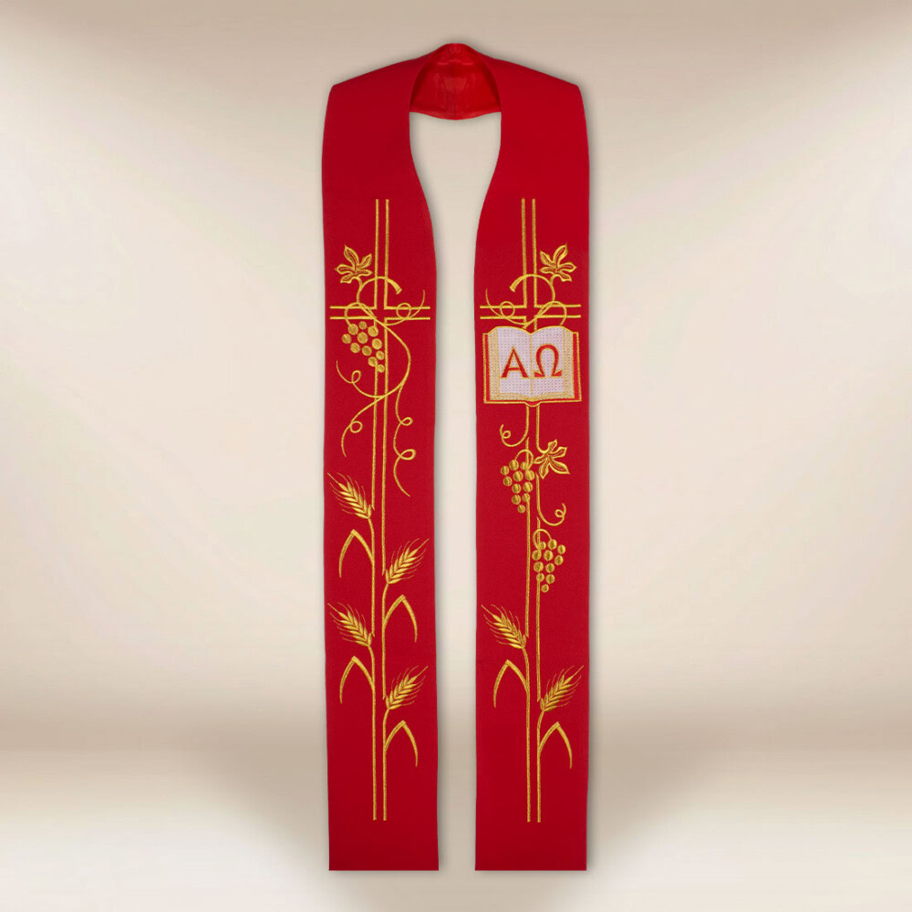 Stuła haftowana “Alfa Omega”