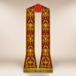 Rzymska stuła haftowana bordowa