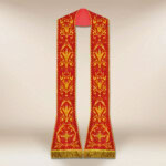 Rzymska stuła haftowana czerwona