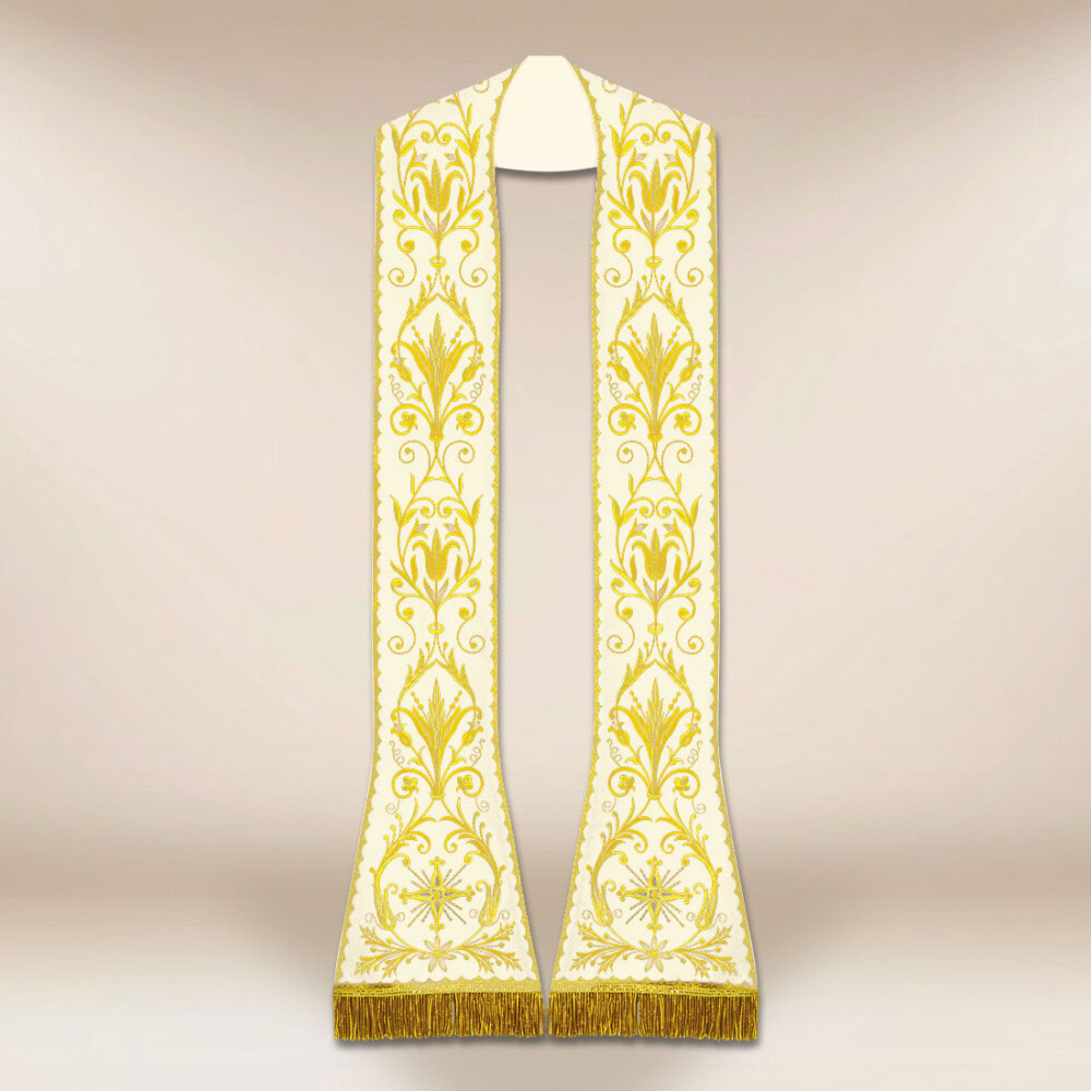 Rzymska stuła haftowana ecru