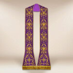 Rzymska stuła haftowana fioletowa