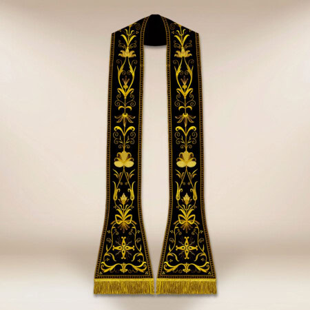 Czarna rzymska stuła haftowana 