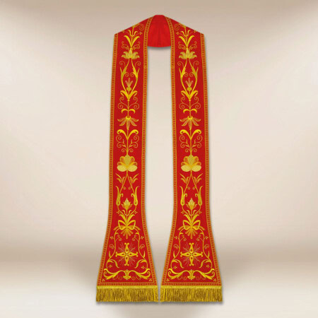 Czerwona rzymska stuła haftowana