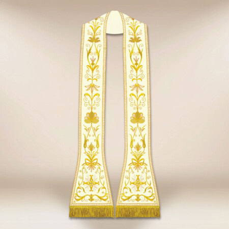 Ecru rzymska stuła haftowana