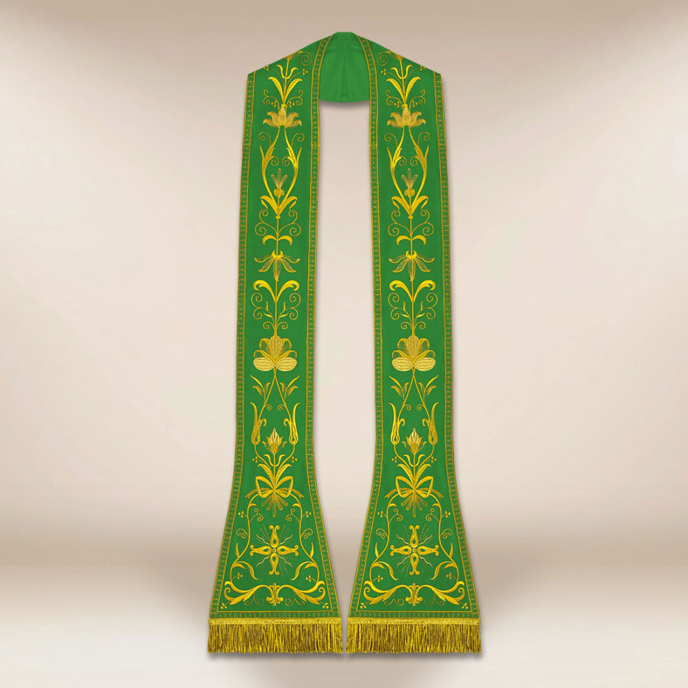 Zielona rzymska stuła haftowana