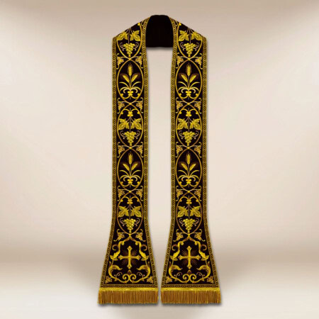 Liturgiczna rzymska stuła haftowana czarna