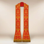 Liturgiczna rzymska stuła haftowana czerwona