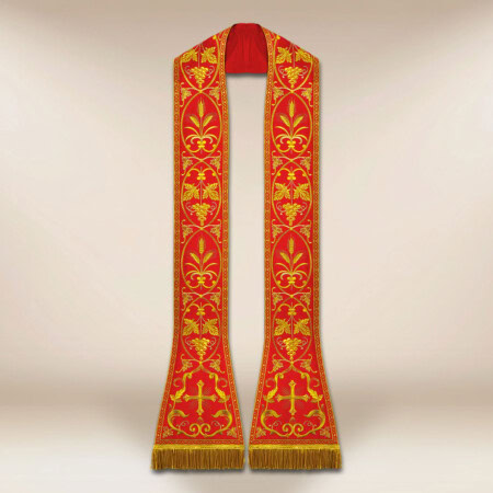 Liturgiczna rzymska stuła haftowana czerwona